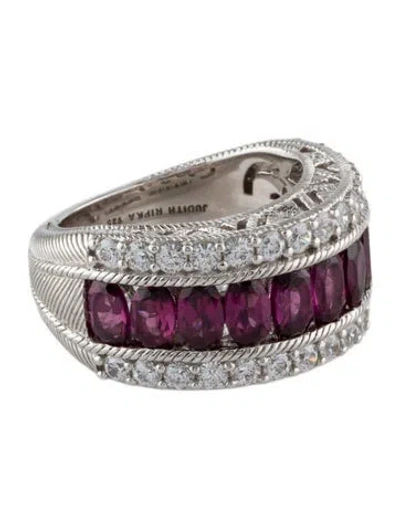 Pre-owned Judith Ripka Garnet & Cubic Zirconia Band In Multi