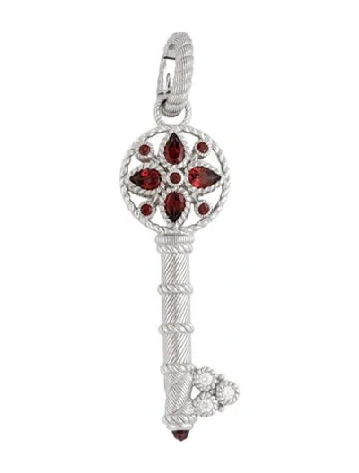 Pre-owned Judith Ripka Garnet & Cubic Zirconia Key Pendant In Multicolor