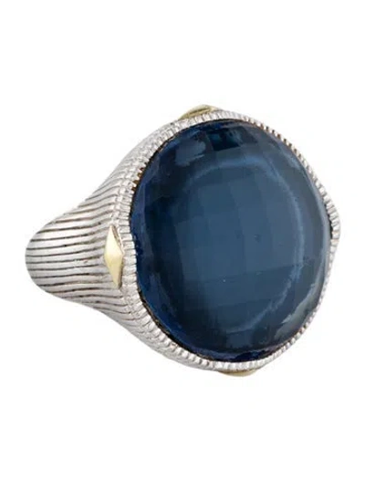 Pre-owned Judith Ripka Glass & Hematine Doublet Cocktail Ring In Multi