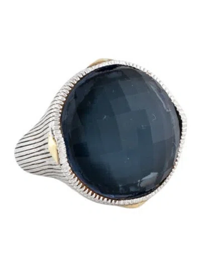 Pre-owned Judith Ripka Glass & Hematine Doublet Cocktail Ring In Multicolor