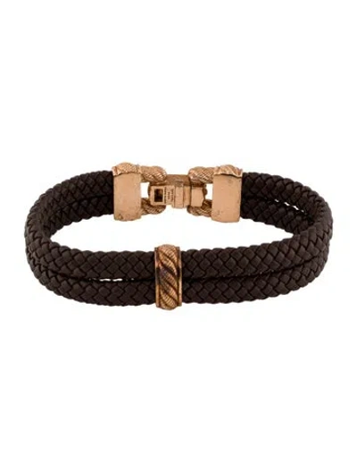 Pre-owned Judith Ripka Leather & Cubic Zirconia Bangle Bracelet, 7" In Multi