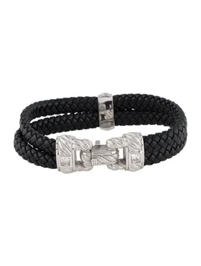 Pre-owned Judith Ripka Leather & Cubic Zirconia Bracelet In Multi