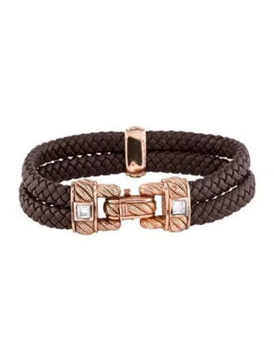 Pre-owned Judith Ripka Leather & Cubic Zirconia Bracelet In Multi