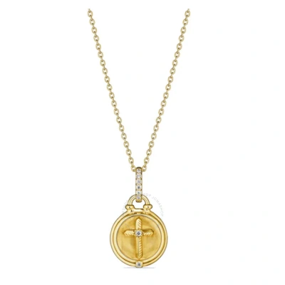 Judith Ripka Little Luxuries Cross Medallion Necklace With Diamonds In 18k In Gold-tone