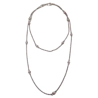 Pre-owned Judith Ripka Long Sterling Silver Chain Necklace With Cubic Zirconia Accents In Multi