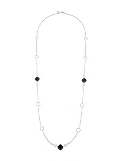 Pre-owned Judith Ripka Malachite Station Necklace, 33.5" In Multi