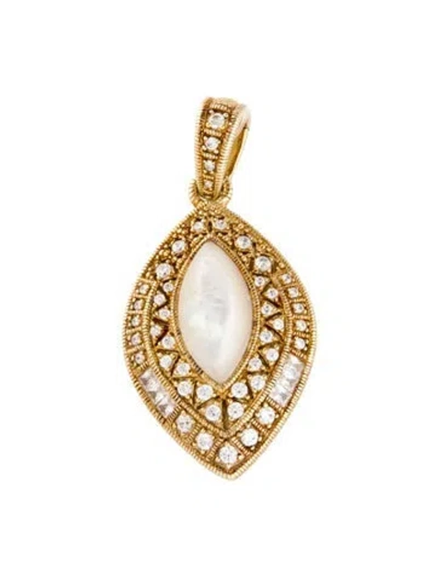 Pre-owned Judith Ripka Mother Of Pearl & Cubic Zirconia Pendant, 2" In Multi