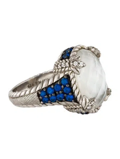 Pre-owned Judith Ripka Mother Of Pearl & Quartz Doublet & Cubic Zirconia Cocktail Ring In Multi