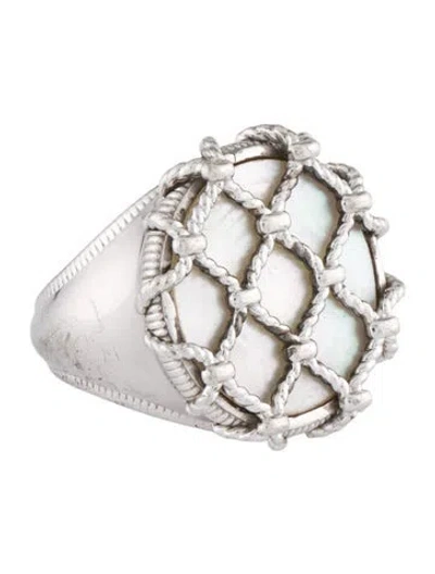 Pre-owned Judith Ripka Mother Of Pearl Isola Medium Cocktail Ring In Multi