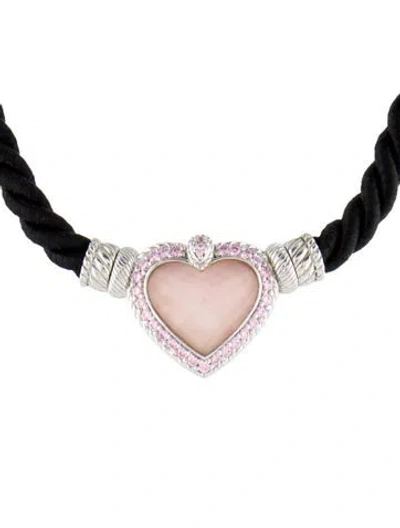 Pre-owned Judith Ripka Mother Of Pearl, Quartz Doublet & Cubic Zirconia Heart Cord Necklace, 16"