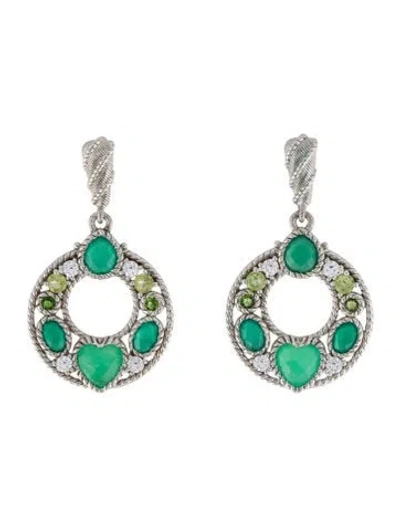Pre-owned Judith Ripka Multistone & Cubic Zirconia Drop Earrings