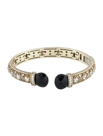 Pre-owned Judith Ripka Onyx & Cubic Zirconia Cuff Bracelet, 6.25" In Multi