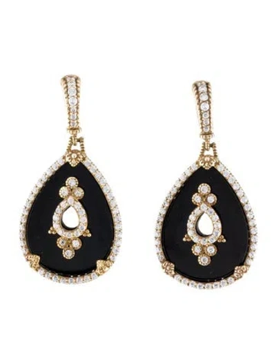 Pre-owned Judith Ripka Onyx & Cubic Zirconia Drop Earrings In Multi