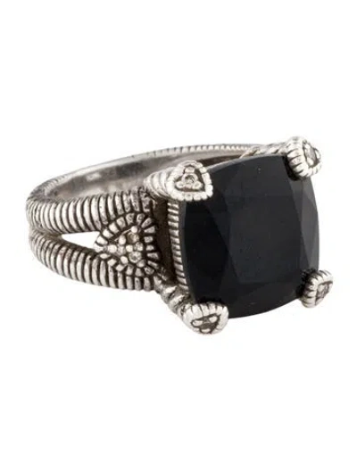 Pre-owned Judith Ripka Onyx & Diamond Cocktail Ring In Multi