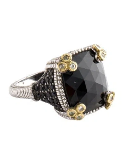 Pre-owned Judith Ripka Onyx & Sapphire Cocktail Ring In Multi