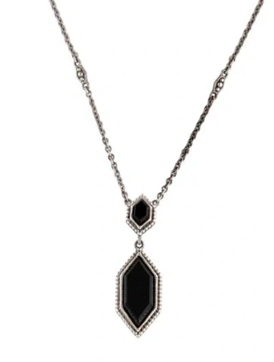 Pre-owned Judith Ripka Onyx Pendant Necklace, 17" In Multicolor