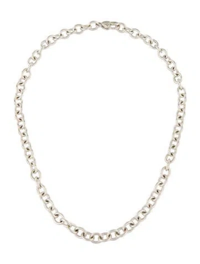 Pre-owned Judith Ripka Oval Link Chain Necklace, 20" In Multicolor