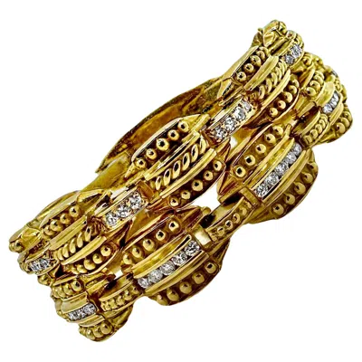 Pre-owned Judith Ripka Pair Of  18k Yellow Gold And Diamond Bracelets