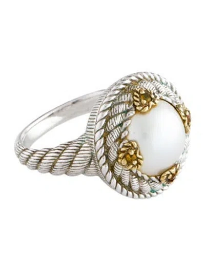 Pre-owned Judith Ripka Pearl & Citrine Cocktail Ring In Multi