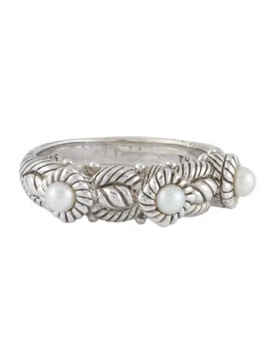 Pre-owned Judith Ripka Pearl Band Ring In Multi
