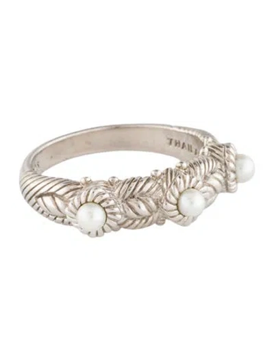 Pre-owned Judith Ripka Pearl Band Ring In Multi