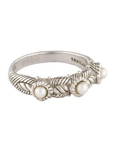 Pre-owned Judith Ripka Pearl Band Ring In Multi