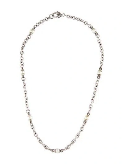 Pre-owned Judith Ripka Pearl Station Necklace, 18" In Multi