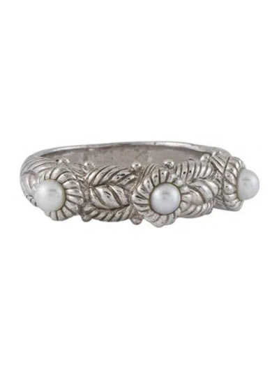 Pre-owned Judith Ripka Pearl Textured Band In Multi