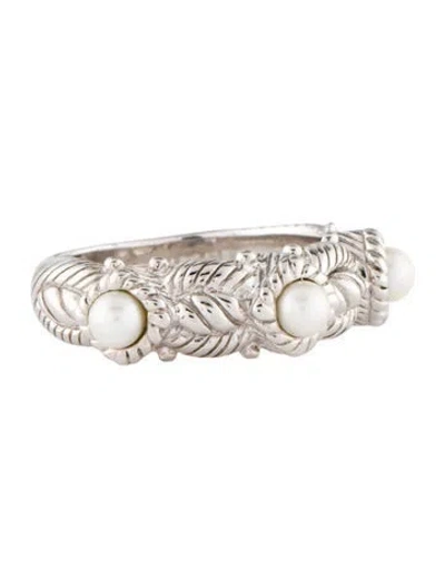 Pre-owned Judith Ripka Pearl Textured Band In Multi