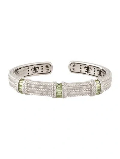 Pre-owned Judith Ripka Peridot Cuff Bracelet, 6.75" In Multicolor