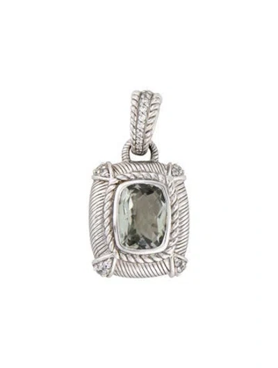 Pre-owned Judith Ripka Prasiolite And Cubic Zirconia Pendant Enhancer In Multicolor