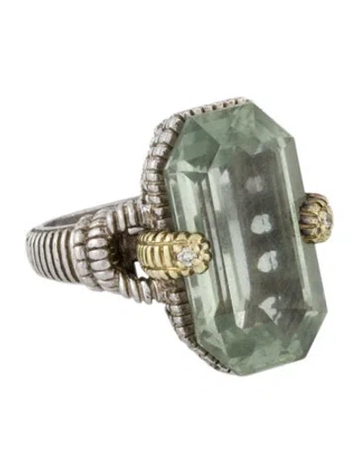 Pre-owned Judith Ripka Prasiolite & Diamond Cocktail Ring In Multi
