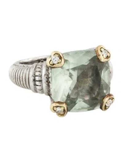 Pre-owned Judith Ripka Prasiolite & Diamond Cocktail Ring In Multicolor