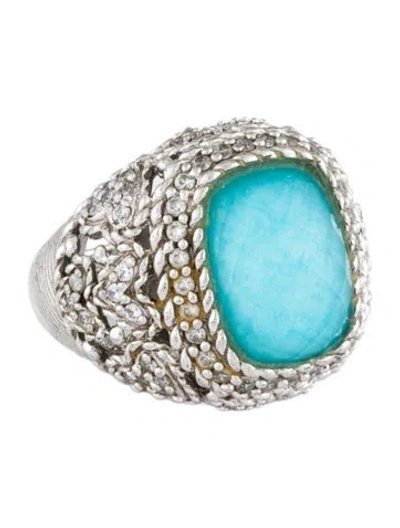 Pre-owned Judith Ripka Quart Doublet & Cubic Zirconia Cocktail Ring In Multi