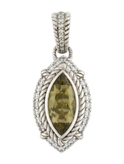 Pre-owned Judith Ripka Quartz & Cubic Zirconia Charm Pendant, 1.75" In Multi