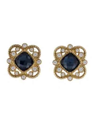 Pre-owned Judith Ripka Quartz & Cubic Zirconia Earclips In Multi
