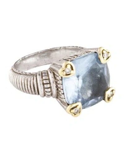 Pre-owned Judith Ripka Quartz & Diamond Fontaine Cocktail Ring In Multi