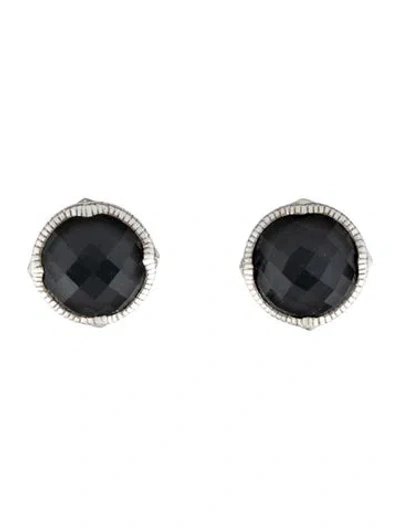 Pre-owned Judith Ripka Quartz & Hematine Doublet Stud Earrings In Multicolor