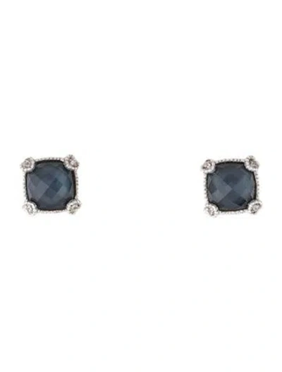 Pre-owned Judith Ripka Quartz & Hematine Stud Earrings In Multi