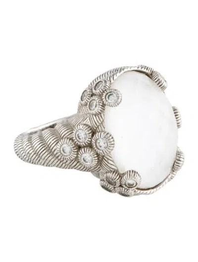 Pre-owned Judith Ripka Quartz Doublet & Cubic Zirconia Cocktail Ring In Multi