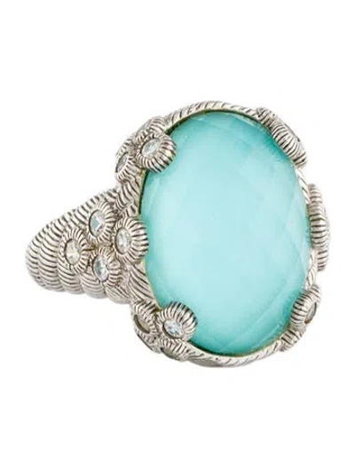 Pre-owned Judith Ripka Quartz Doublet & Cubic Zirconia Cocktail Ring In Multi