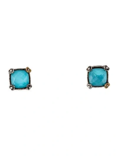 Pre-owned Judith Ripka Quartz Doublet & Diamond Stud Earrings In Multicolor
