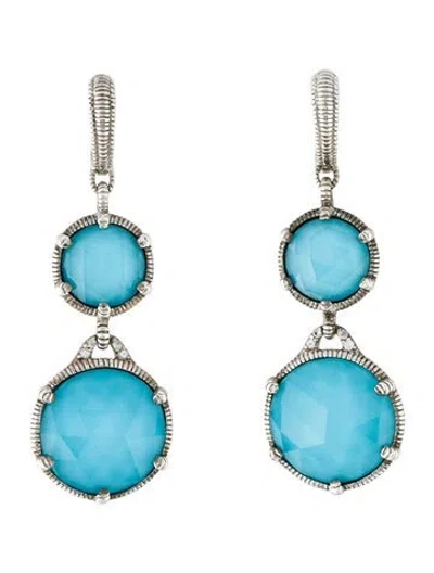 Pre-owned Judith Ripka Quartz Doublet & Resin Earclip Drop Earrings In Multi