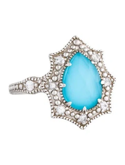 Pre-owned Judith Ripka Quartz Doublet & Sapphire Cocktail Ring In Multicolor