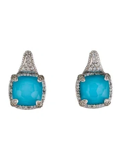 Pre-owned Judith Ripka Quartz Doublet & Sapphire Drop Earrings In Multi