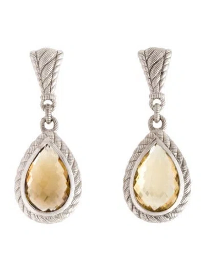 Pre-owned Judith Ripka Quartz Drop Earclip Earrings In Multicolor