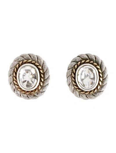 Pre-owned Judith Ripka Quartz Earclip Earrings In Multicolor