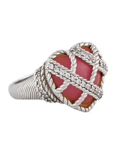 Pre-owned Judith Ripka Quartzite & Cubic Zirconia Heart Shape Cocktail Ring In Multi