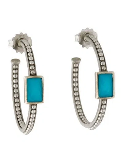 Pre-owned Judith Ripka Resin & Quartz Doublet Hoop Earrings In Multi