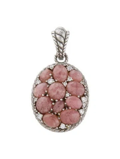 Pre-owned Judith Ripka Rhodochrosite & Cubic Zirconia Pendant In Multi